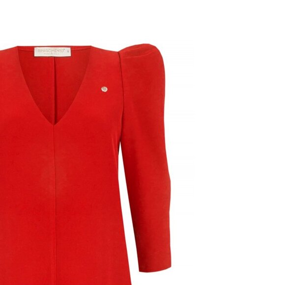 Red V-Neck Dress by RINASCIMENTO - New Without Tags - Picture 7 of 7